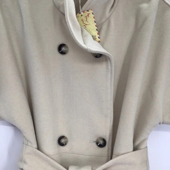 THEME Women’s Double Breasted Belted Vest Overcoat Stand Collar Ivory NWT Size M - Picture 3 of 8